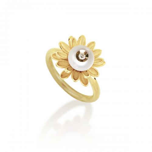 Diamond in a Pearl Ring