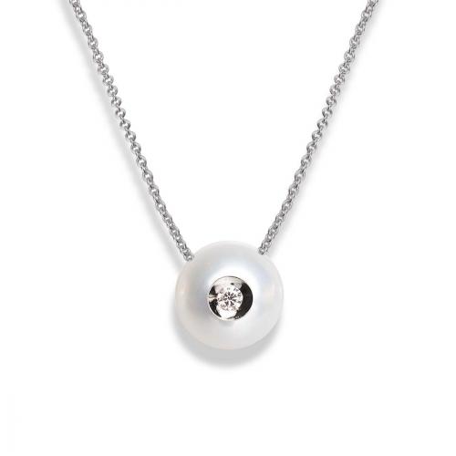 Diamond in a Pearl Pendant